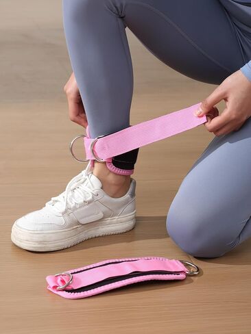 2 pcs Work Out Cuff Ankle Straps for Cable Machines, Soft, Adjustable, and Versatile Gym Accessories for Enhanced Lower Body Muscle Sculpting, Pink in Saudi Arabia