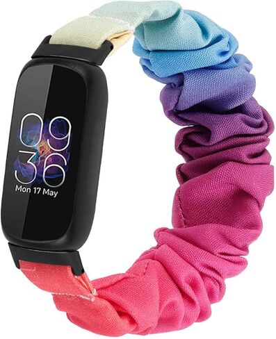 Scrunchies Band Compatible with Fitbit Inspire 3 Bands, Replacement Elastic Arm Band Stylish Chiffon Wristband Bracelet for Women, S/L in Kuwait