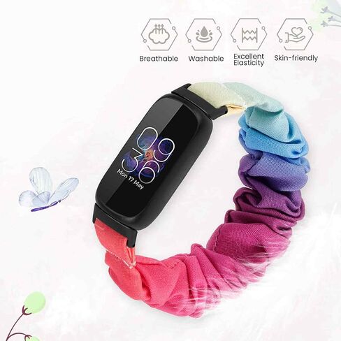 Scrunchies Band Compatible with Fitbit Inspire 3 Bands, Replacement Elastic Arm Band Stylish Chiffon Wristband Bracelet for Women, S/L in Saudi Arabia