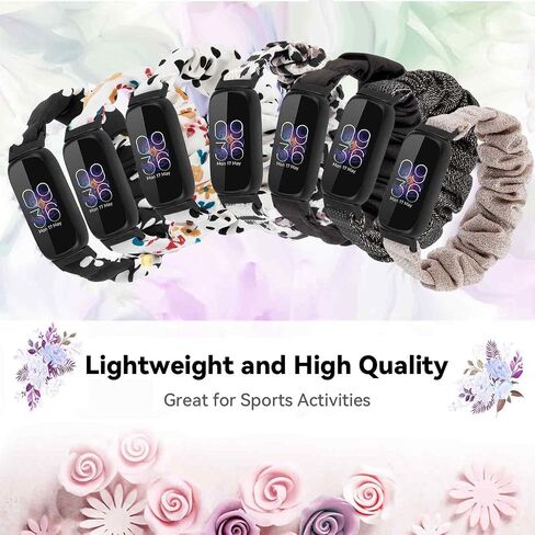 Scrunchies Band Compatible with Fitbit Inspire 3 Bands, Replacement Elastic Arm Band Stylish Chiffon Wristband Bracelet for Women, S/L in Saudi Arabia