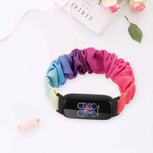 Scrunchies Band Compatible with Fitbit Inspire 3 Bands, Replacement Elastic Arm Band Stylish Chiffon Wristband Bracelet for Women, S/L in Saudi Arabia