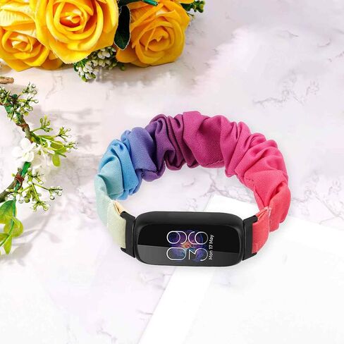 Scrunchies Band Compatible with Fitbit Inspire 3 Bands, Replacement Elastic Arm Band Stylish Chiffon Wristband Bracelet for Women, S/L in Saudi Arabia