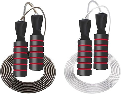 Tangle Free Adjustable Skipping Rope Jump Ropes for Fitness Jump Rope for Women Men and Kids with Foam Handles Home Workout Steel Core Cable and Ball Bearings PVC Coating in Saudi Arabia