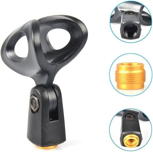 Generic Replacement MZQ800 Microphone Clamp Clip Holder for Sennheiser E835 Dynamic Cardioid Microphone, with Screw Adapters 5/8 Male to 3/8 Female, Black, 2 PACK in Saudi Arabia