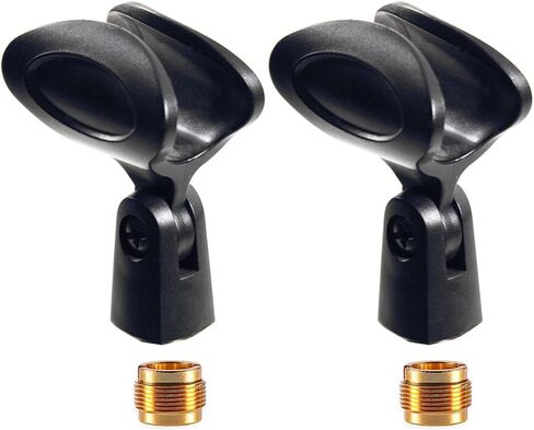 Generic استبدال مشبك الميكروفون MZQ1 لجهاز إرسال محمول بنظام الميكروفون اللاسلكي Sennheiser EW 100، مع محولات براغي 5/8 ذكر إلى 3/8 أنثى، أسود، عبوتان in Saudi Arabia