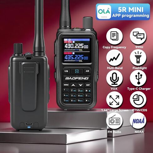 BAOFENG UV5RMINI Two Way Radio NOAA Weather Radio Dual PTT 999CH Survival Radio APP Programming Copy Frequency Ham Radio in Saudi Arabia