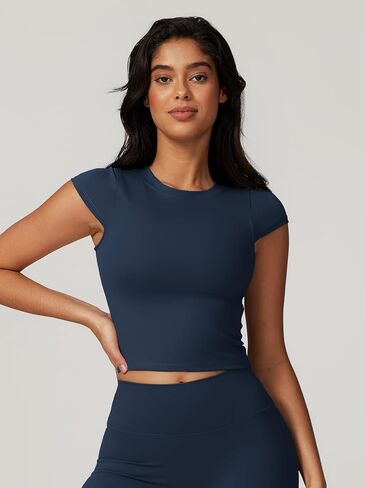 Womens Workout Athletic Shirts Short Sleeve Gym Running Yoga Tops Lightweight Quick Dry Crewneck Summer Shirt in Saudi Arabia