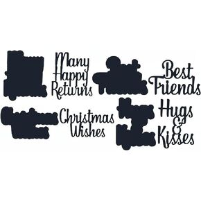 Briartw Many Happy Returns,Best Friends,Christmas Wishes, Hugs&Kisses Words Phrases Sentiments Cutting Dies for Embossing Scrapbooking Stamping Handcraft Cards Decoration