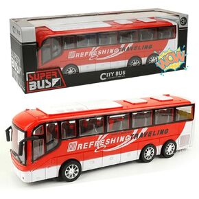 12.5" School Bus Toy for Toddlers, 1/16 Scale Die Cast Plastic Inertia City Bus Toy, Baby Bus Cars Model Toy Vehicles for Kid, Great Play Bus Game for Boys Girls Children Ages 3+