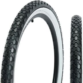 1/2 Pack 24"/26" x 2.125" Folding Replacement Bike Tires for Beach Cruiser Bike，Bicycle Tires for Commuter Bikes，White Wall，Non-Slip