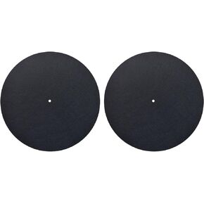 2Pcs Turntable Mat, Record Player Mat, Turntable Slipmat, Record Player Protective Mat to Reduce Noise and Static for Home Record Players (Black)