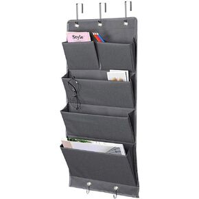 2 Tier Clear Acrylic Hanging File Organizer Over the Door with Hooks, 3mm Thickened Acrylic Folder Holder Organize Book Mail Paper Document Rack Storage Organization 2 Pockets for Office School Home