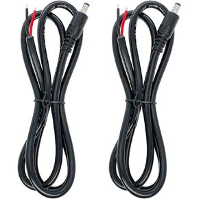 Jienk 2Pcs 3FT 16AWG DC Power Pigtails Cable, 5.5mm x 2.5mm Male Barrel Jack Plug to Bare Wire Open End Repair Cable for CCTV Security Camera,DVR,LED Strip Light Power Supply Replacement