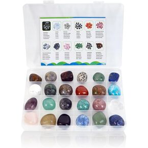 Orientrea 24 Pcs 0.8" - 1.2" Size Random Tumbled Polished Stones, Natural Crystals Bulk, Mixed Crystal Set for Reiki, Healing, Wicca, Decoration Gifts