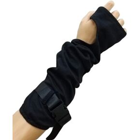 Cool Black Punk Unisex Fingerless Gloves Adjustable Cuff With Plastic Buckle Ninja Elbow Length Gothic Mittens Lady Arm Warmer