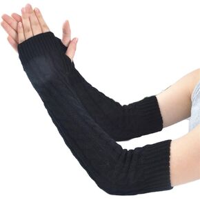 Lopsity Arm Warmers Soft Winter Knit Arm Warmers Thumbhole Gloves Long Fingerless Gloves Knitted Warm Weave Gloves