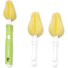 AKOAK 1 Pack The Baby Nipple Brush Cleaning Brush Set Rotates Freely to Replace The Head Sponge Bottle Brush