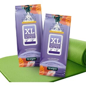 IMPRESA [150 Count] Extra-Large Fitness Equipment Wipes with Durable Cloth Construction - 9X9 Gym Wipes for Equipment Cleansing - Double Seal Yoga Mat Cleaner Wipes - Lavender Scent Yoga Mat Wipes