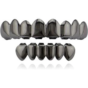 8 Teeth Grillz 18k Gold Top and Bottom Grills Set Shiny Hip Hop Teeth Grillz