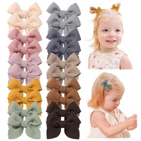 Jollybows 20pcs Baby Hair Clips Girls Bows 2" Mini Fable Alligator Clip Toddler Pigtail Bow Fine Hair Clip