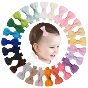 CÉLLOT Baby Hair Clips 25PCS Baby Girls Fully Lined Baby Bows Hair Pins Tiny 2" Hair Bows Alligator Clips for Baby Girls Infants Toddlers in Pairs