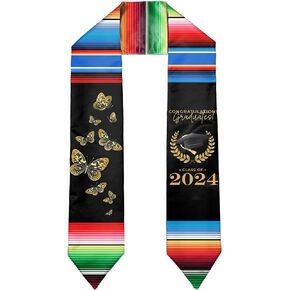 HSELOGI Mexican Graduation Stole Class of 2024,Mexican Sarape Graduation Sash Scarf,Gift for Graduation's Day 72" Long