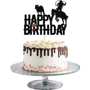 غلاف كعكة عيد ميلاد سعيد من رعاة البقر اللامع لتزيين كعكة عيد ميلاد سعيد من رعاة البقر للأولاد والبنات ديكورات أعياد الميلاد بطابع رعاة البقر