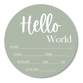 Birth Stat Acrylic Sign for Newborn Baby, 6" Design, Hello World, Gift for New Mom, Baby Shower, Gender Reveal, Crib & Nursery Decor, Pregnancy Announcement (1 - Baby Blue with Black Text)
