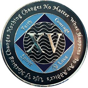 NA 15 Year Silver Color Plated Recovery Medallion, Narcotics Anonymous Clean Time Coin