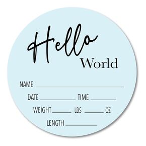 Birth Stat Acrylic Sign for Newborn Baby, 6" Design, Hello World, Gift for New Mom, Baby Shower, Gender Reveal, Crib & Nursery Decor, Pregnancy Announcement (1 - Baby Blue with Black Text)