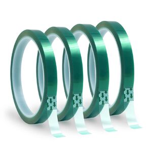 SNOMEL 4 Rolls Green Heat Resistant Transfer Tape for Vinyl Heat Press, 10mm x 33m 108ft High Temperature Thermal Tape, Polyester Tape with Silicone Adhesive for Sublimation Soldering Circuit Board