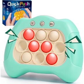 Fast Push Machine Light Up Fidget Toys for Kids Adults, Handheld Game for Kids 3-12, Quick Push Bubble Stress Toy, Sensory Toys Travel Games, Xmas Birthday Gifts for Boys Girls (Blue)