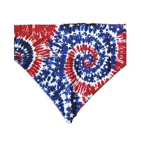 Red White and Blue Tye Dye Over the Collar Dog Bandana That Slips Onto Your Dogs Existing Collar Size (X-Large)