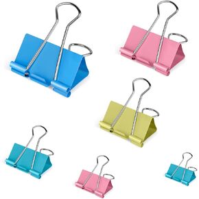 Binder Clips Assorted Sizes, 120 Pcs Colored Paper Clamps, Jumbo, Large, Medium, Small, Mini, Micro (120 Pcs)