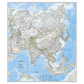 National Geographic Asia Wall Map - Classic - Laminated (33.25 x 38 in) (National Geographic Reference Map)