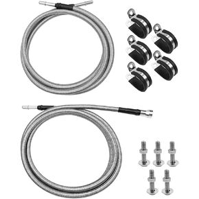 QLZOZB Stainless Steel Braided Fuel Line Kit Fit for Chevy Silverado GMC Sierra 1500 2500 3500 2004-2010 Replace 819-816 15946178, Flexible Fuel Line Assy with Screws and Buckles