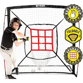 Baseball Net - Pitching Net Hitting Net Batting Practice Net (9 Strike Zone, Portable & Quick-Fold) Baseball Gifts for Kids Children & Teens | Training Aids Equipment