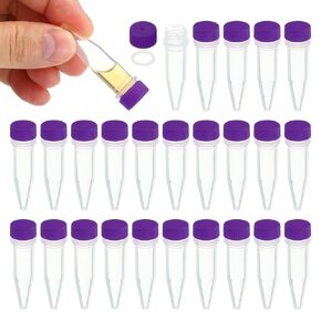 PATIKIL 1.5ml Plastic Cryogenic, 25Pcs Cryogenic Vial Screw Top Frozen Test Tube for Lab Laboratory Science, White Cap