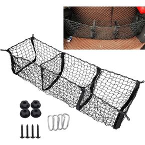 Cargo Storage Mesh Net, 3 Pocket Cargo Net Trunk Bed Organizer, Mesh Storage Cargo Trunk Organizer Net Suitable for Car SUV Van Trunk Pickup Truck