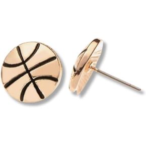 Basketball Earrings - Rose Gold Stud Basketball Jewelry- Ideal Basketball Gifts for Women, Teen and Girl Players and Fans