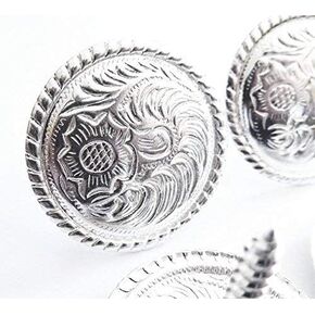 1-1/2" Set of 4 Western Saddle Bright Engraved Concho Screw Back