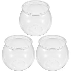 Ipetboom 3pcs Plastic Fish Bowls Transparent Small Plastic Fish Tank Shatterproof Fishbowl Small Fish Tank Clear Round Plastic Aquarium for Betta Fish Goldfish Candy Wedding Party Favor Desktop in Saudi Arabia