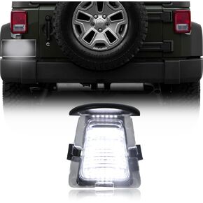 KEEGTBOX Full LED License Plate Light Tag Lamp Assembly Compatible with Jeep Cherokee SUV 2014-2018 White light 2-Piece Replacement
