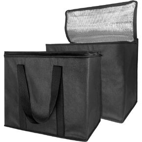 Yalin Set of 2 Large Insulated Collapsible Cooler Bags with Durable Dual Zipper Closure,Reusable Grocery Shopping Bags Keep Food Hot or Cold,Ideal for Instacart,Grocery Transport