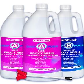 Deep Pour Epoxy Resin, 1.5 Gallon 2 to 4 Inch Depth Epoxy Resin Kit Crystal Clear Bubble Free High Gloss Self Leveling for River Table Top, Bar Top, Coating, Art Mold Crafts Epoxy Resin 2:1