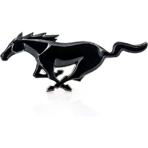 Official Ford Product. Mustang Pony Logo Plastic Emblem. Industrial Strength 3M Adhesive Backing. 3 1/4" Long. (Black) (Black)