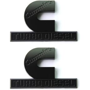 Yoaoo 2X OEM Black Cummins Turbo Emblem Badges Replacement for 2500 3500 Fender Emblem Matte 4.5" by 2.9" inches