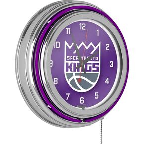Sacramento Kings NBA Chrome Double Ring Neon Clock