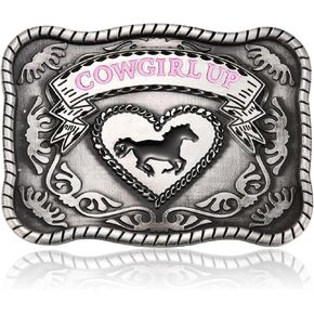 BBOTEN Cowgirl Up Western Belt Buckle for Women Girls, Vintage Riding Horse Rodeo Belt Buckle, Halloween Christmas Gifts