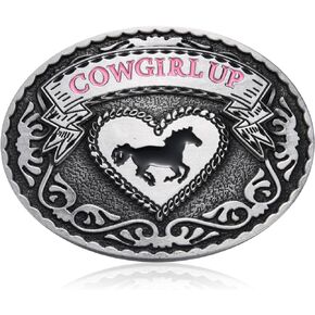 BBOTEN Cowgirl Up Western Belt Buckle for Women Girls, Vintage Riding Horse Rodeo Belt Buckle, Halloween Christmas Gifts
